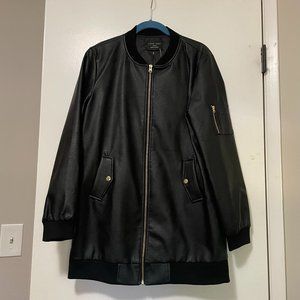 LOVE TREE | Long Faux Leather Bomber Jacket | NWT | Women's Size Large
